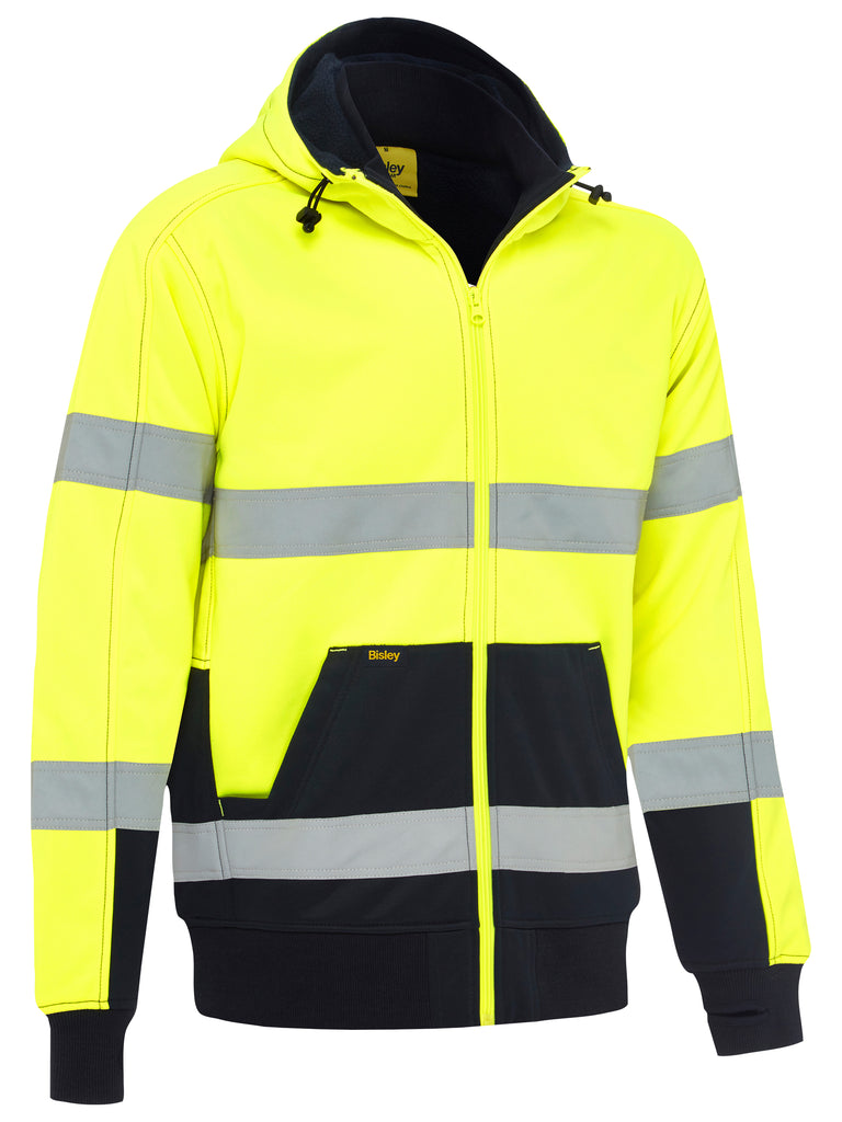 Taped Hi-Vis Bisley Zip Fleece Hoodie with Sherpa Lining