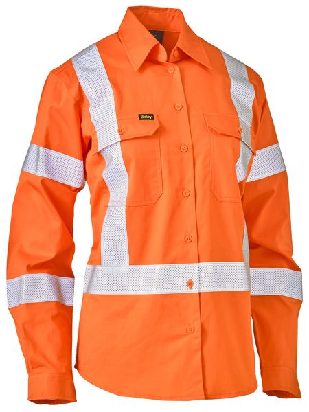 Womens X Taped Biomotion Hi-Vis Cool Lightweight Long Sleeve Drill Shirt