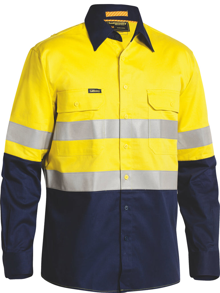 Taped Bisley Hi-Vis Industrial Cool Vented Long Sleeve Shirt