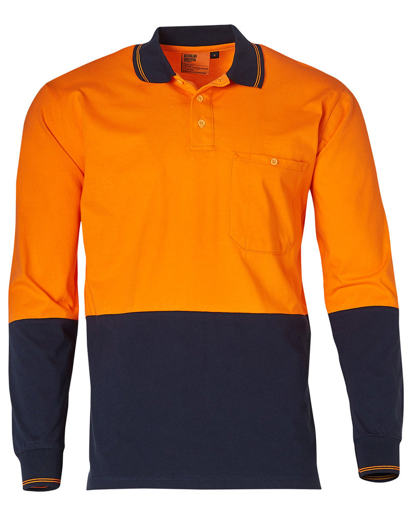 Cotton Jersey Two Tone Long Sleeve Safety Polo